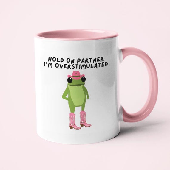 Funny Cowboy Frog Mug, Overstimulated Frog Mug, Funny Work Mug, Funny Office Mug, Funny Frog Gifts, Friendship Gift, Work Colleague Gift