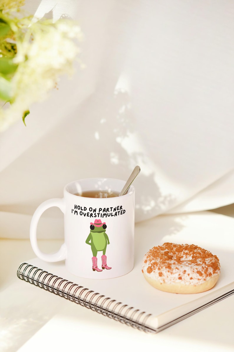 Funny Cowboy Frog Mug, Overstimulated Frog Mug, Funny Work Mug, Funny Office Mug, Funny Frog Gifts, Friendship Gift, Work Colleague Gift image 10