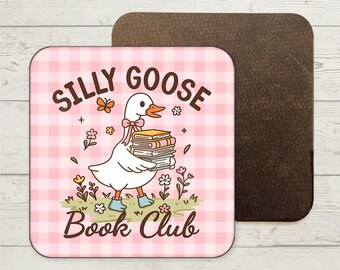 Silly Goose Book Club Coaster, Book Club Gift, Fantasy Book, Funny Coasters, Bookish Gifts, Book Lover Gift, Bookworm Gift, Cute Coaster Set