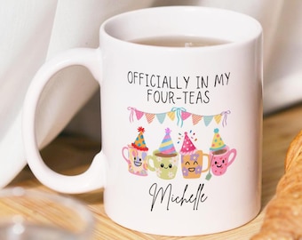 Officially In My Four-Teas Mug, Funny 40th Birthday Gift, Friendship Gifts, Joke Present