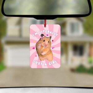 Funny Hamster Car Air Freshener, Funny Car Air Freshener, Cute Car Accessories, Funny Meme Gifts, Funny Car Gifts, Just A Girl Meme image 2