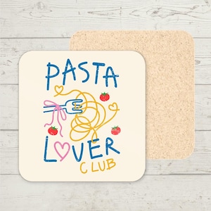 Pasta Lover Club Coaster, grappig cadeau, grappige Office Coaster, Pasta Lover, grapcadeau, grappig citaat Coaster, cadeau voor haar, schattige onderzetters