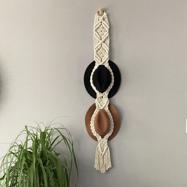 Macrame Hat Holder, Hat Organizer, Hat Display, Hat Rack, Hat Storage, Gift, Wall Hanging, Decor, Closet, Hanging