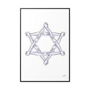 We Strong Together on Canvas Wraps, Star Of David, Vertical Frame, Jewish art, Israel, one line art, one line tattoos