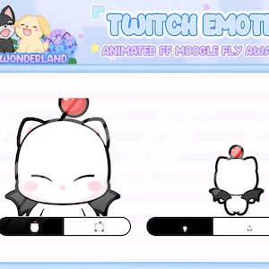 Animated FF Moogle Twitch Emote - Moogle Flying Away / Moogle Back / Twitch Overlay / Stream Emote / Discord Emotes
