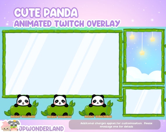 Animated Cute Panda Twitch Overlay Compatible With Streamlabs Etsy Finland