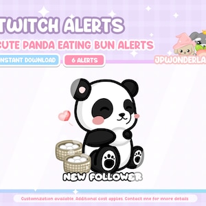 Panda lindo animado comiendo bun Twitch alertas