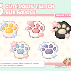 Cute Pet Paws Twitch Badges / Bit Badges