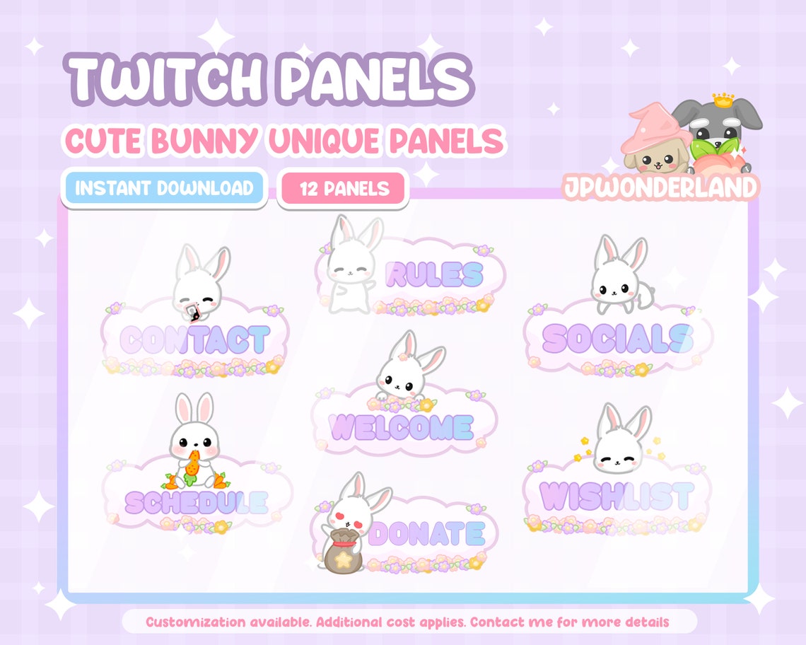 Cute Unique Bunny Twitch Panels - Etsy Australia