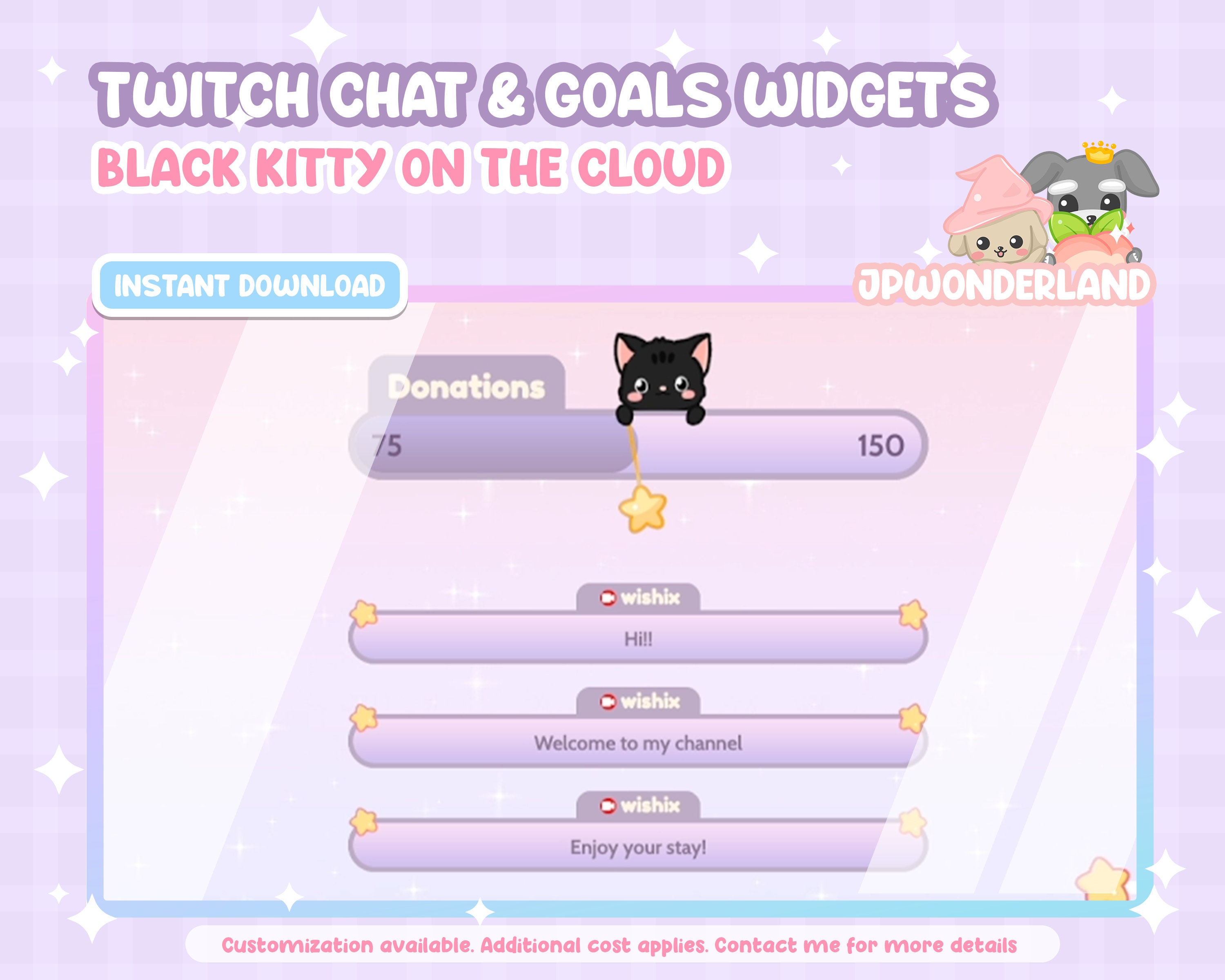 Cute Animated Cat Twitch Goals & Chat Widgets Kitty on the 