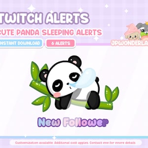 Panda lindo animado durmiendo en alertas de Bamboo Twitch