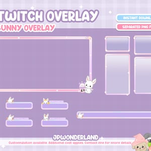 Cute Bunny / Rabbit Twitch Overlay compatible with streamlabs / obs studio / stream elements image 5
