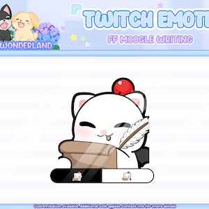Animiertes FF Moogle Twitch Emote - Moogle Write / Twitch Overlay / Stream Emote / Discord Emotes