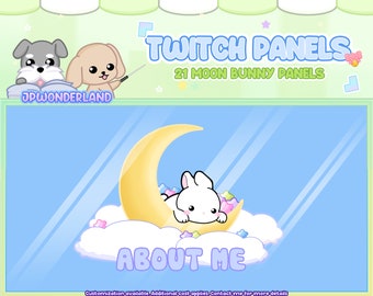 21 Cute Moon Bunny/Rabbit Twitch Panels / Stream Panel