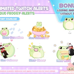 Animated Froggy Twitch Alert Bundle / Stream Alert / Twitch Add-on / Stream Deco / Cute Froggy