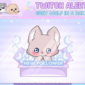 ANIMATED Grey Wolf Twitch Alert | Cute Stream Alerts | Kawaii wolf animation