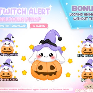 Animated Halloween Bunny Twitch Alerts / Follower / Donation / Subscriber / Host / Raid / Cheer Alert