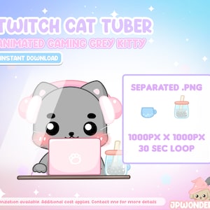 Cute Animated Cat PNGtuber / Vtuber / Gifttuber / Alert for Twitch / Discord / Stream