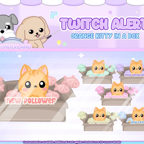 ANIMATED Kitty Twitch Alert - Orange Tabby Cat (Total 6 alerts)