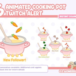 Animated Cooking Twitch Alerts | Kitchen alert | Pot Stream alert