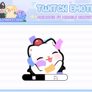 Animiertes FF Moogle Twitch Emote - Cheer/Konfetti / Twitch Overlay / Stream Emote / Discord Emotes