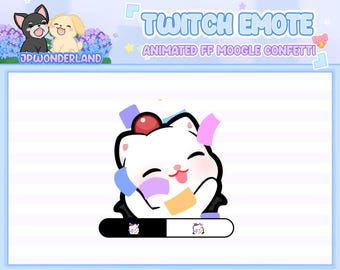 Animated FF Moogle Twitch Emote - Cheer/Confetti / Twitch Overlay / Stream Emote / Discord Emotes