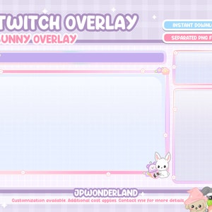 Cute Bunny / Rabbit Twitch Overlay compatible with streamlabs / obs studio / stream elements image 3