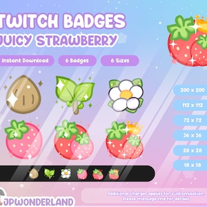 Sweet Strawberry Twitch Badges / Bit Badges / Sub Badges / Stream badges / Twitch Overlay