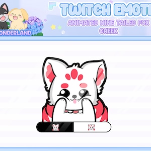 Animowana emotka Twitch Cheek - Dziewięcioogoniasty Lis / Emotka Kumiho Twitch / Gumiho Twitch/Discord