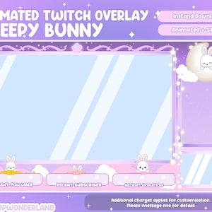 Animated Sleepy Bunny / Rabbit Twitch Overlay compatible with streamlabs / obs studio / stream elements