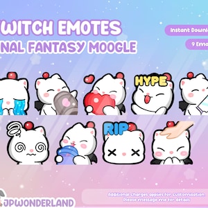FF Moogle Twitch-emotes / Twitch-overlay / Stream-emote / Discord-emotes