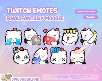 FF Moogle Twitch Emotes / Twitch Overlay / Stream Emote / Discord Emotes