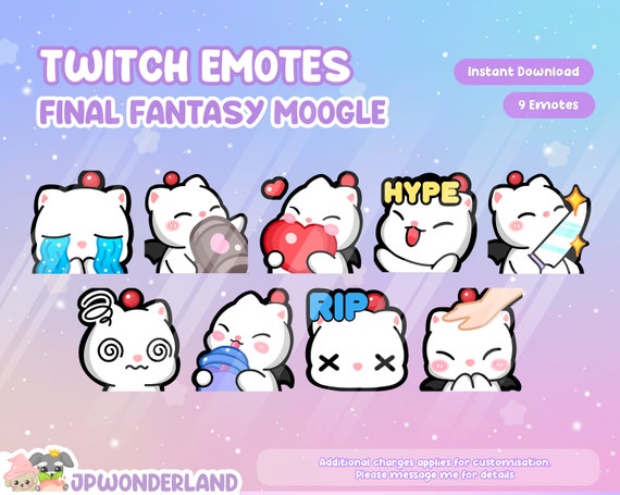 FF Moogle Twitch Emotes / Twitch Overlay / Stream Emote / Discord Emotes