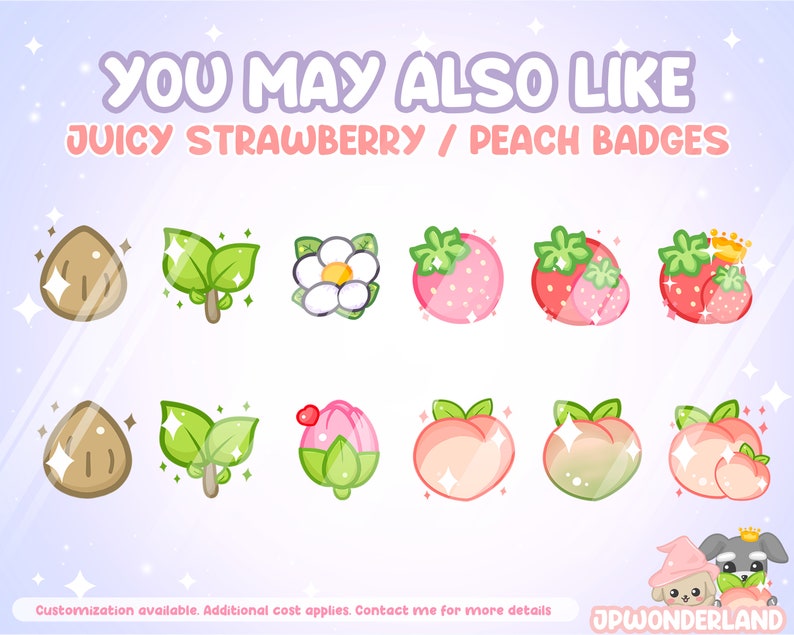 Sweet Strawberry Twitch Badges / Bit Badges / Sub Badges / Stream badges / Twitch Overlay image 2