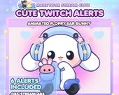Animated Twitch Alerts (With Text) – Cute Floppy Ear Bunny/Rabbit / Digital Download (.webm)