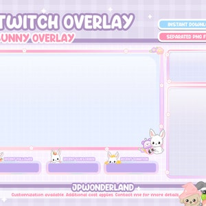 Cute Bunny / Rabbit Twitch Overlay compatible with streamlabs / obs studio / stream elements image 2