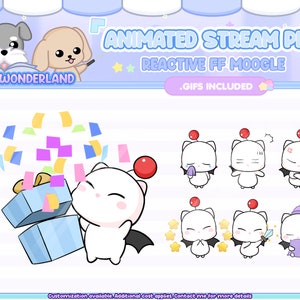 Cute Animated FF Moogle Stream Pet (All .gif included) | Digital assets | Stream Deco | Twitch Pets animation