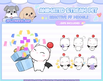Cute Animated FF Moogle Stream Pet (All .gif included) | Digital assets | Stream Deco | Twitch Pets animation
