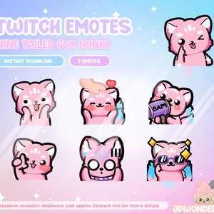 Cute Nine Tailed Fox Twitch Emotes 2 (Pink) / Kumiho Twitch Alert / Gumiho Twitch/Discord