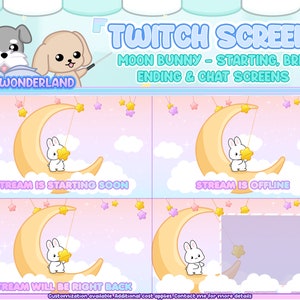 Animierte Twitch Bunny on the Moon Screens - Offline, bald verfügbar. Be Right Back & Chat Screens