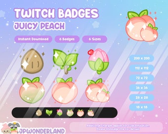 Cute Juicy Peach Twitch Badges / Bit Badges / Sub Badges / Steam badges / Pastel Peach