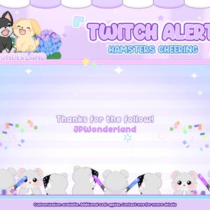 Full-Screen Twitch Alerts - Cute Grey Hamster / Hamster Twitch Alerts | stream alerts | Cute animations | Stream Deco