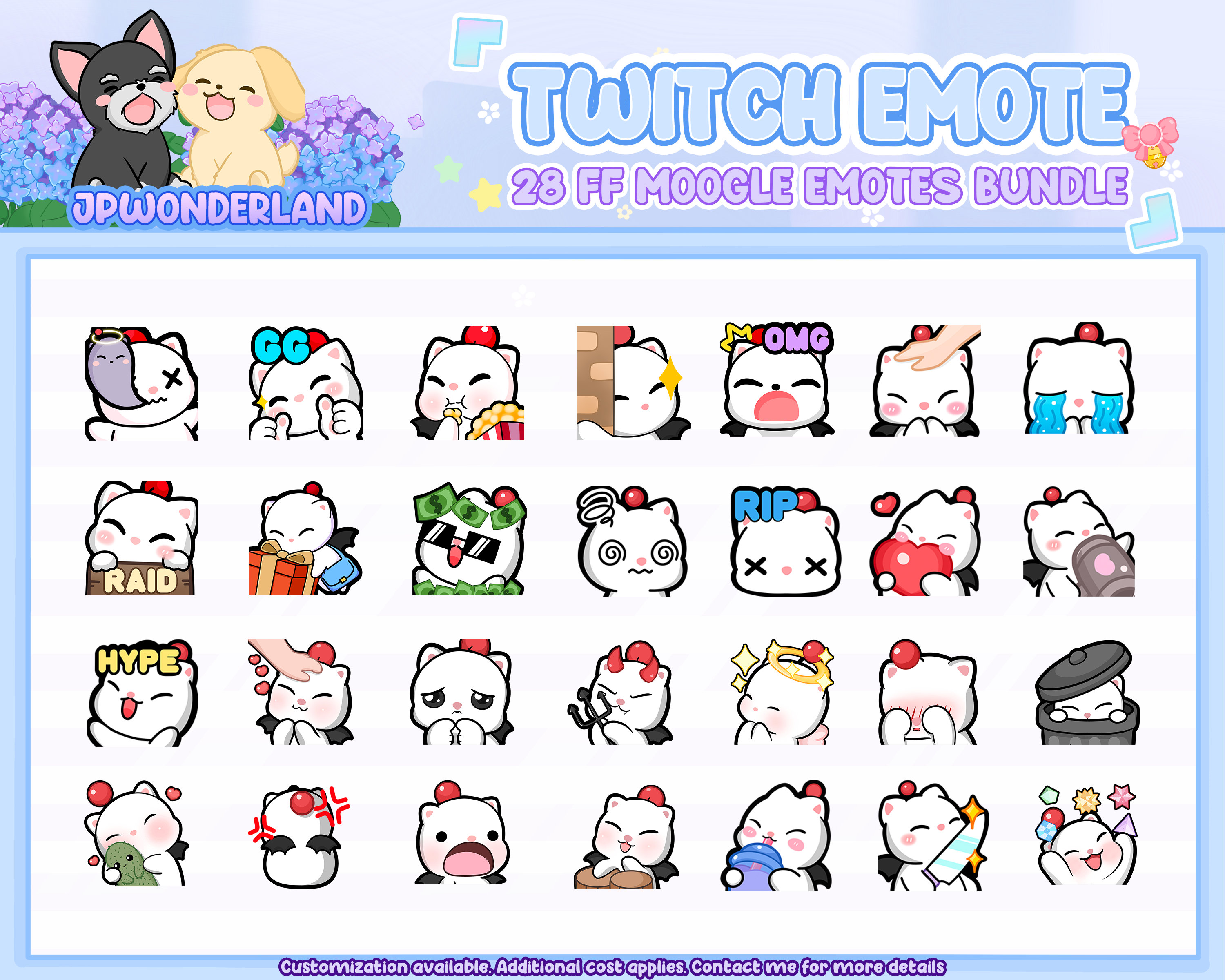 FF Moogle Twitch Emotes Bundle / Stream Emotes Package / Discord Emotes
