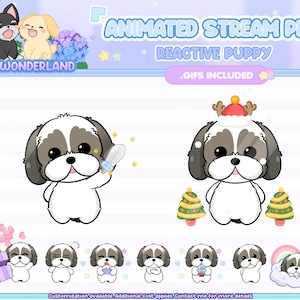Cute Animated Puppy Stream Pet, reacts to commands and alerts | Digital assets | Stream Deco | Twitch Pets animation | Kawaii Maltese