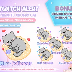 ANIMATED Chubby Cat playing Twitch Alert / Stream Alerts / Cute Cat / Stream Decorations / Stream Add-on