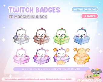 FF Moogle in a box Twitch Badges / Emotes / Stream Badges / Discord Emotes