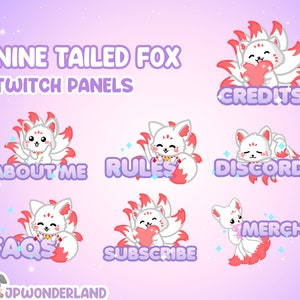 Cute Unique Nine Tailed Fox Twitch Panels / Gumiho / Kumiho