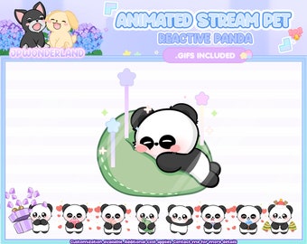 Cute Animated Panda Stream Pet, reacts to commands and alerts | Digital assets | Stream Deco | Twitch Pets animation