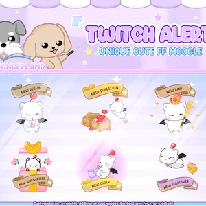 Avvisi Twitch animati unici - FF Moogle/ FF Chibi / Stream Alert / Kawaii Moogle