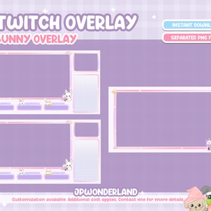 Cute Bunny / Rabbit Twitch Overlay compatible with streamlabs / obs studio / stream elements image 4